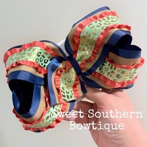 Coral Mint Khaki Leopard Boutique Jumbo Hair Bow